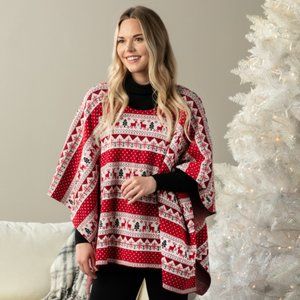 Reindeer Holiday Poncho Sweater